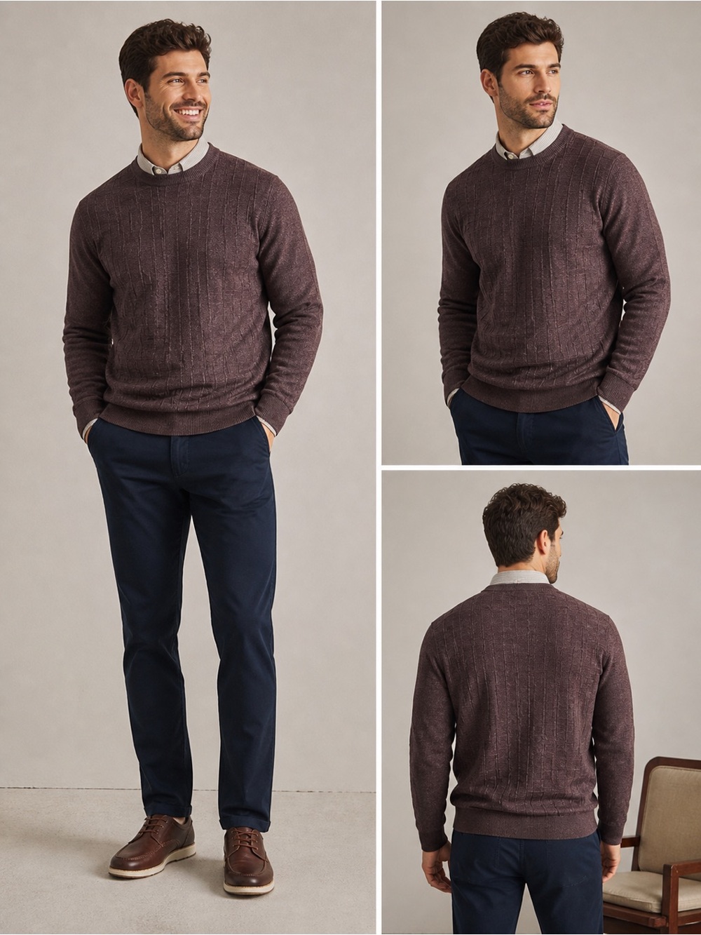 Pronto Uomo Dark Maroon Knit Crewneck Sweater